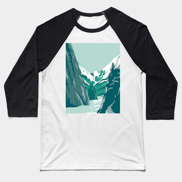 Kenai Fjords National Park in Kenai Peninsula Alaska United States WPA Poster Art Color Baseball T-Shirt by retrovectors